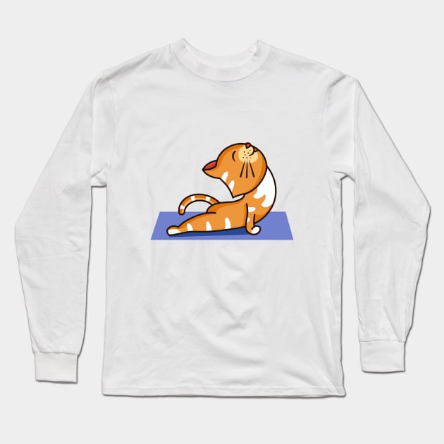 Cat Yoga Long Sleeve T-Shirt by Lovely Arts